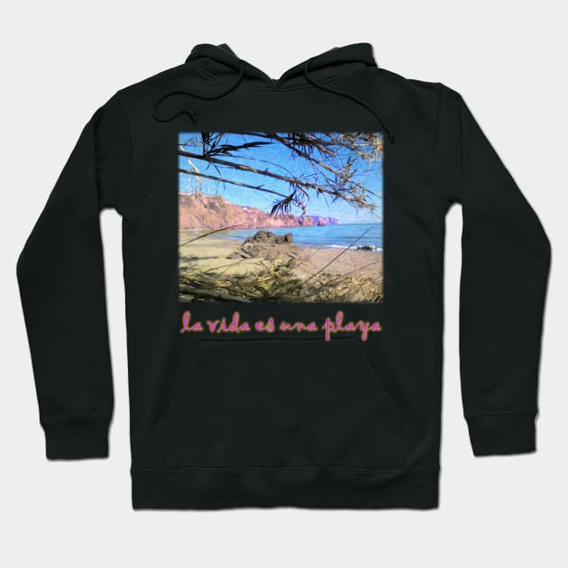 La vida es una playa. Life's a beach Hoodie by JonDelorme